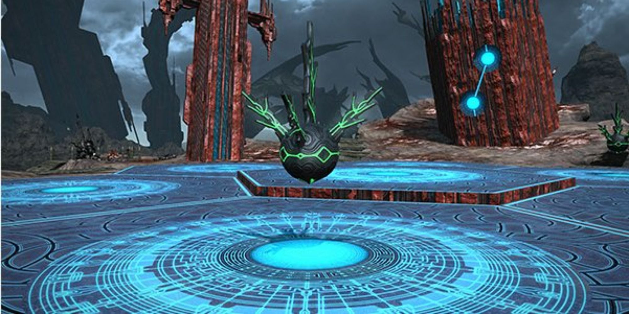 An Interceptor Drone on The Borderland Ruins in Final Fantasy 14