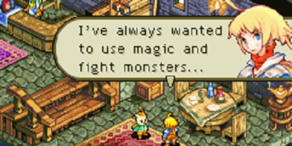 Final Fantasy Tactics Advance Marche talking to Montblanc in the tavern
