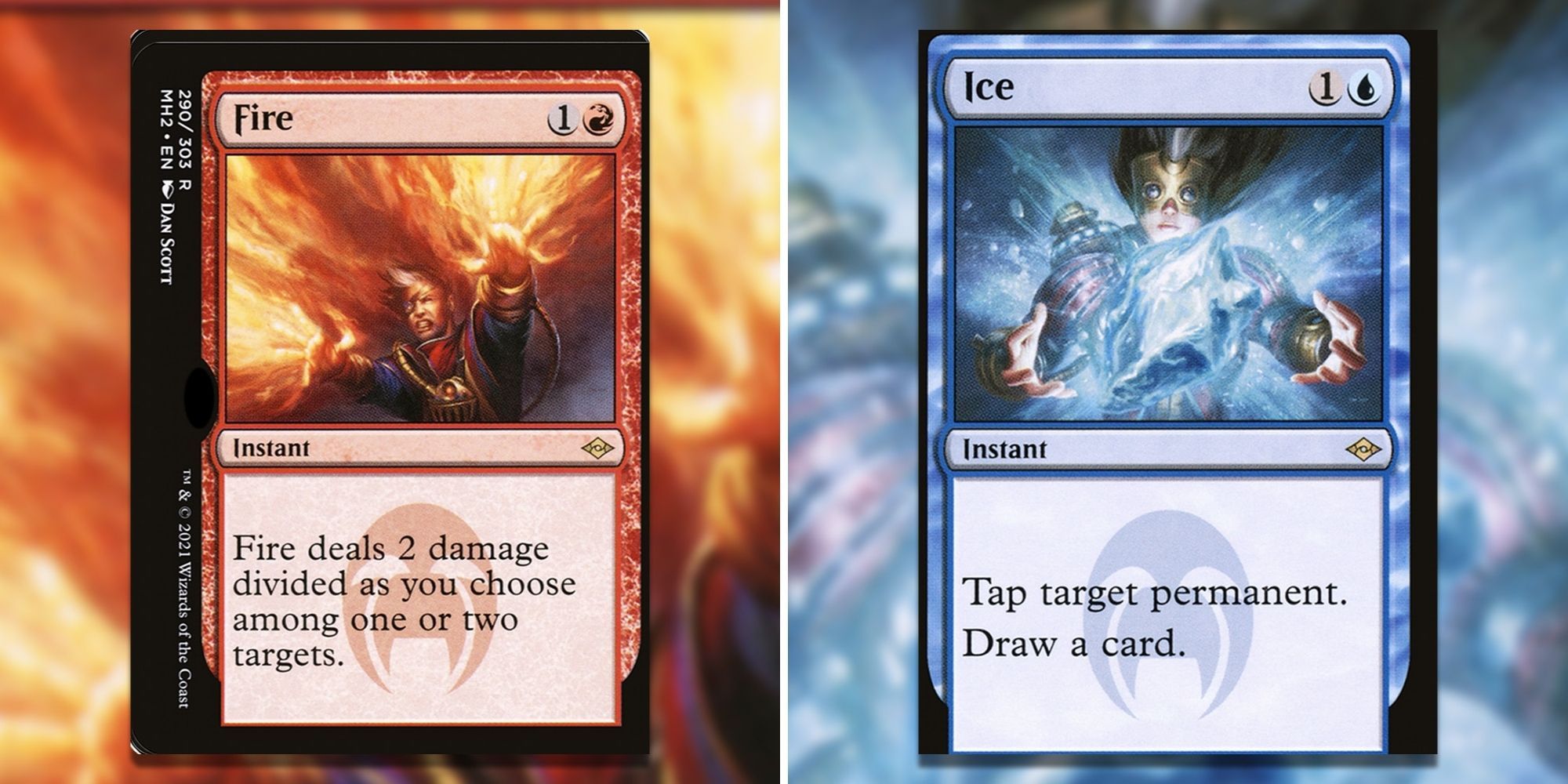 Fire and Ice split card