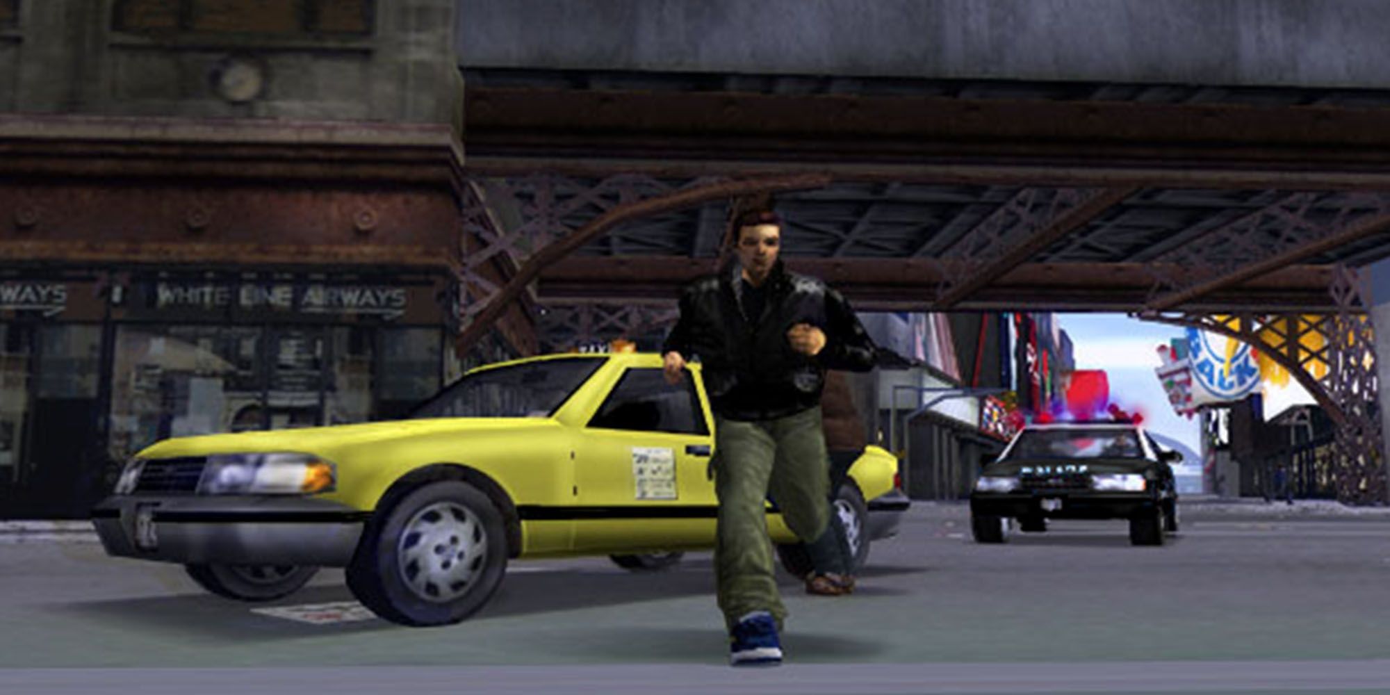Claude running from the police in Grand Theft Auto 3