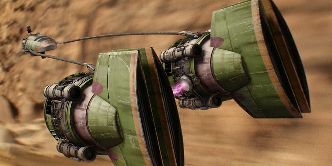 Gasgano pilots his green pod from Star Wars Episode 1: Racer