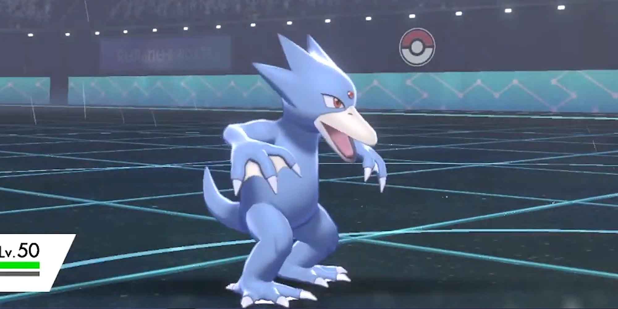 Golduck fighting in the arena in Pokemon Sword and Shield
