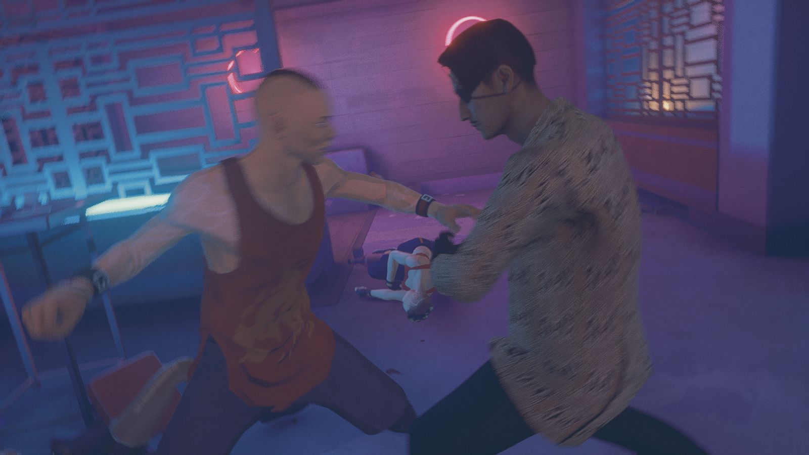 Goro Majima fighting a man in a red tank top