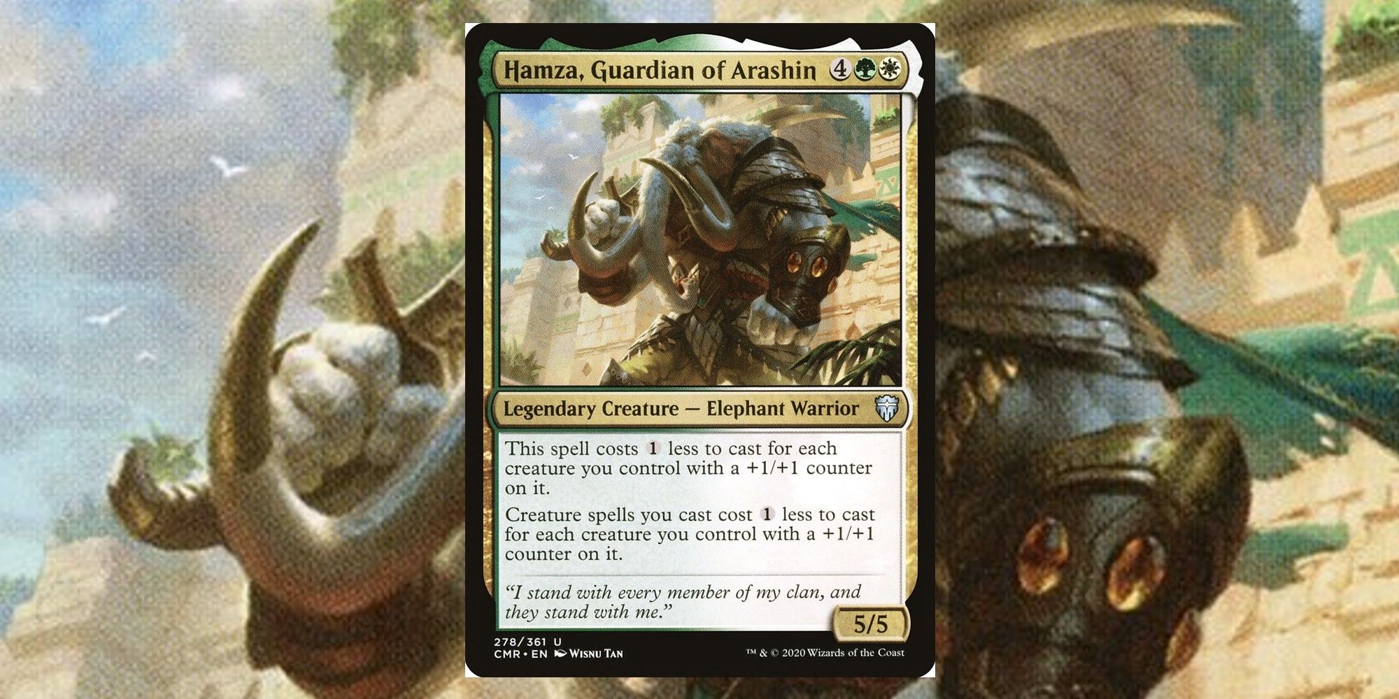 Image of the Hamza, Guardian of Arashin card in Magic: The Gathering, with art by Wisnu Tan