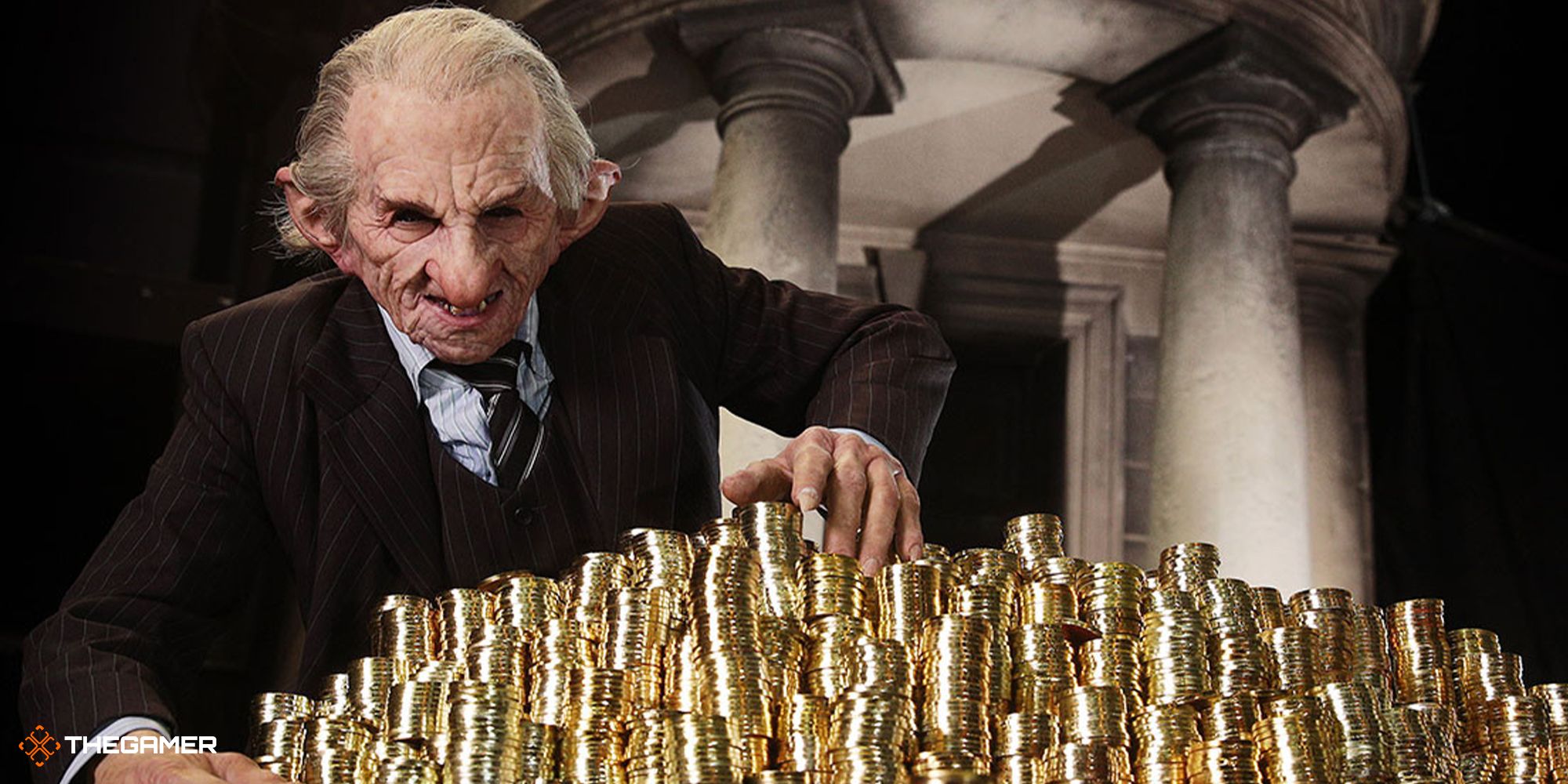 Harry Potter - goblin with a stack of coins