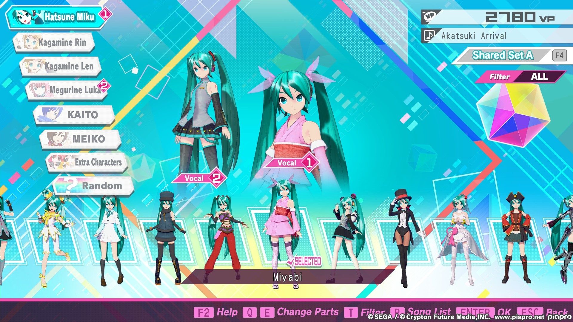 Hatsune Miku Project Diva Megamix+ choosing modules