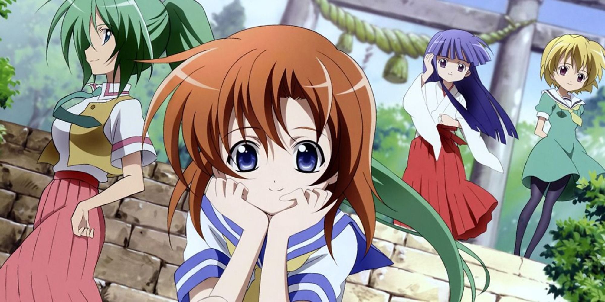 Promotional image of the cast of Higurashi: When They Cry