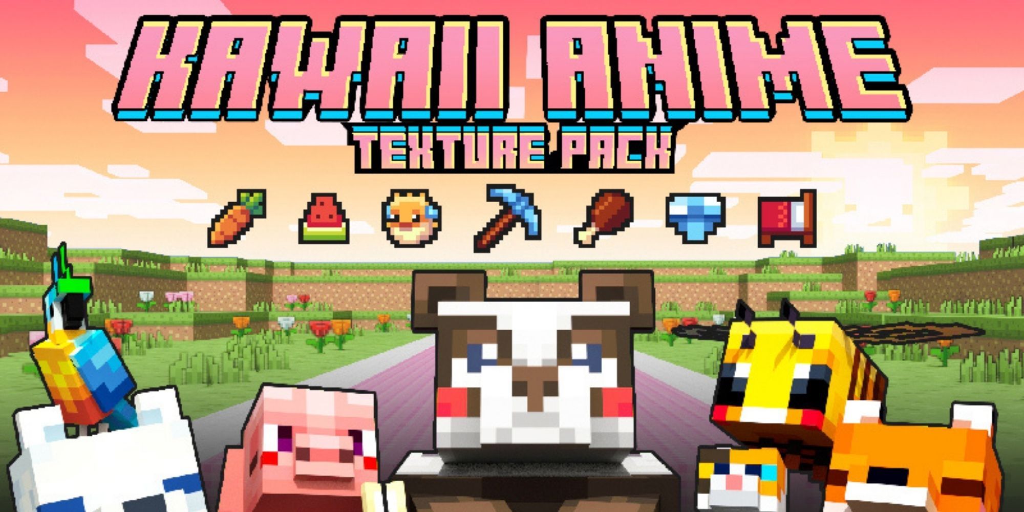 minecraft realms animals and icon samples Kawaii Anime Minecraft Texture Pack