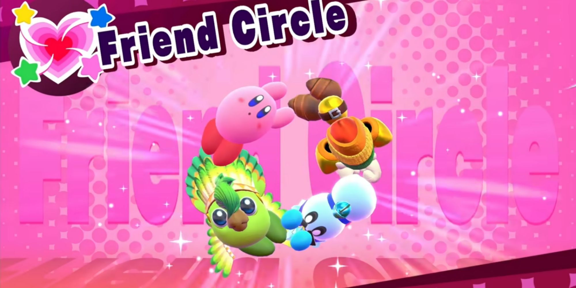 Kirby Star Allies Kirby, Sir Kibble, Chilly, and Birdon Form Friend Circle
