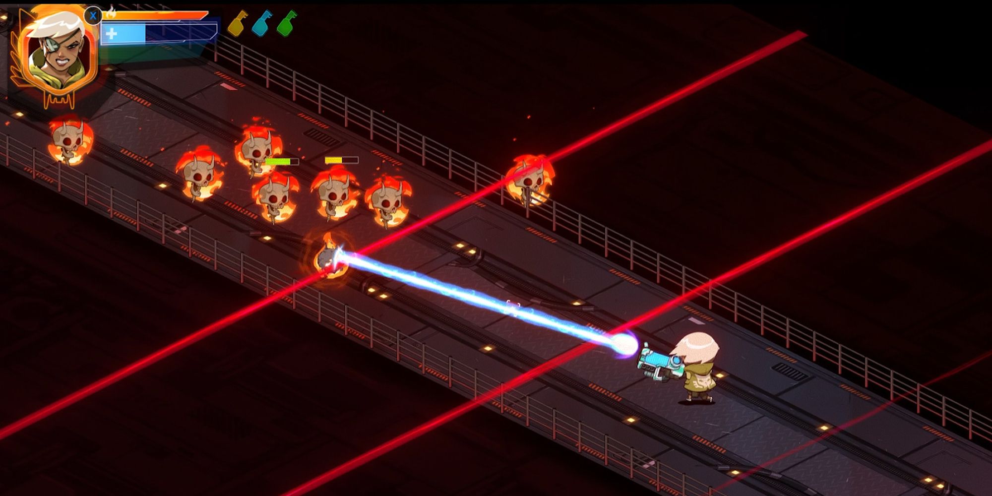 Shooting Lasers At Flaming Skulls