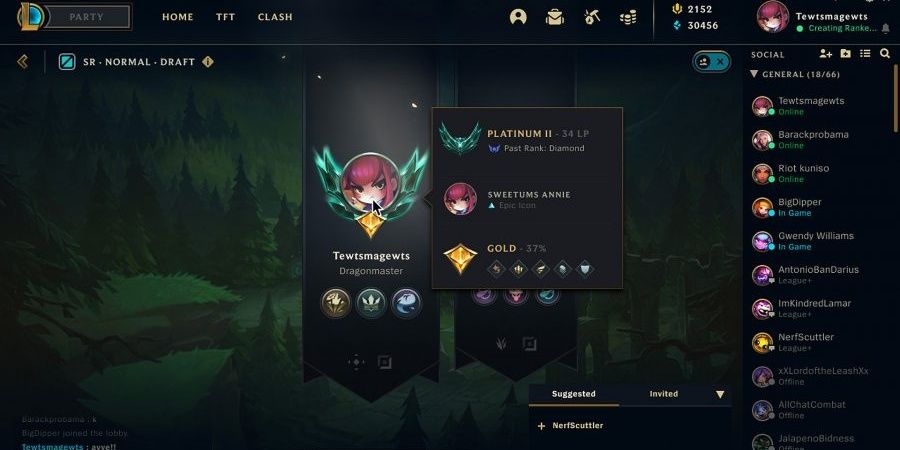 League of Legends Game Lobby Platinum Challenges Tokens