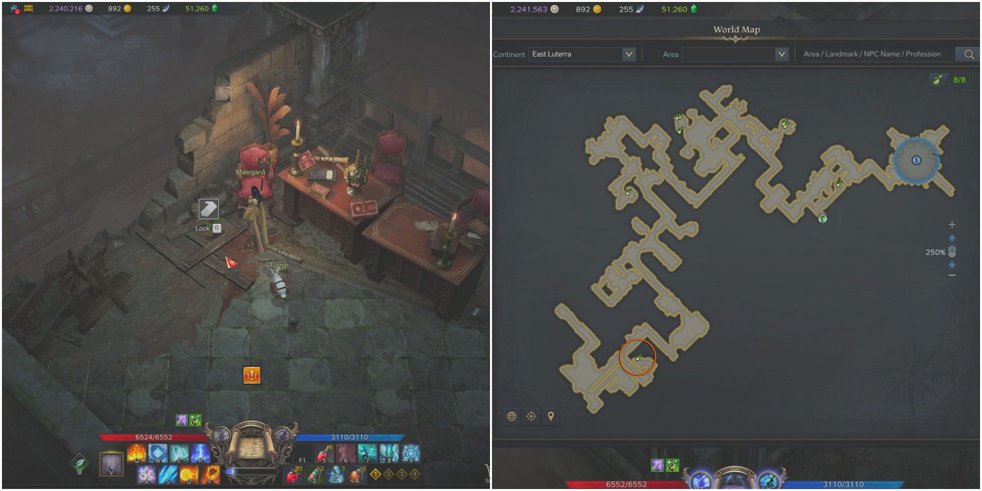split image of player finding Mokoko Seed 1 in office and map of blackrose basement