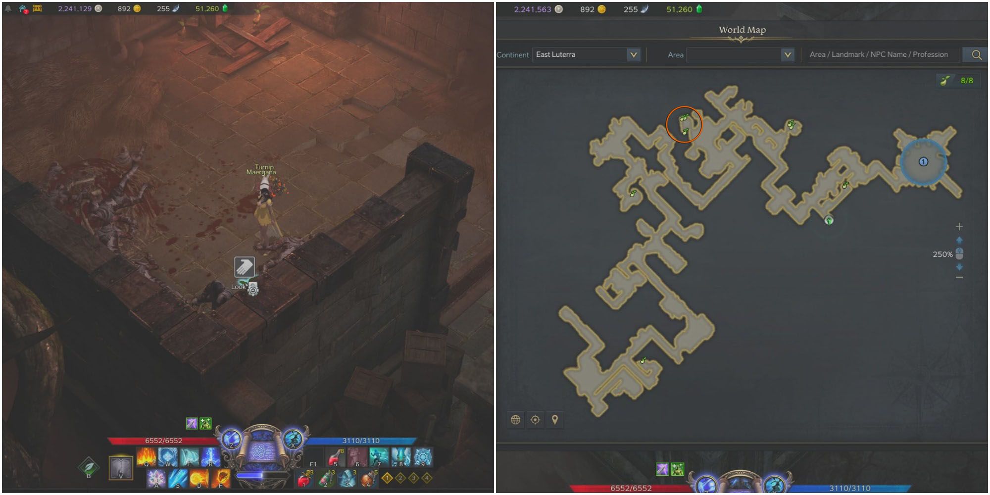split image of player finding Mokoko Seed 3 in jail cell and map of blackrose basement