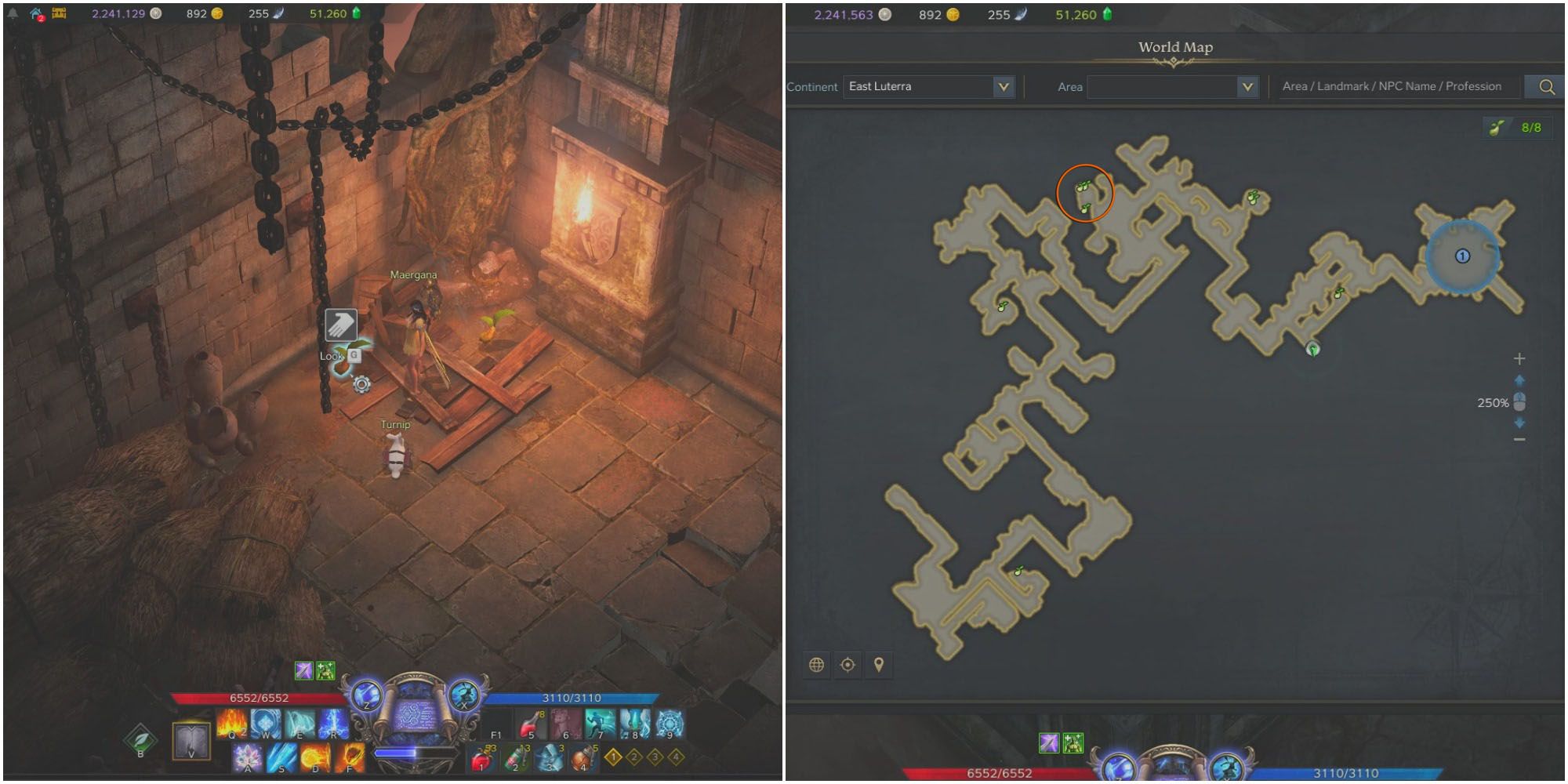 split image of player finding Mokoko Seed 4 in jail cell and map of blackrose basement