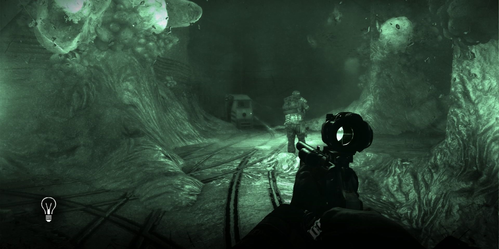 Metro Redux Night Vision exploring a cave