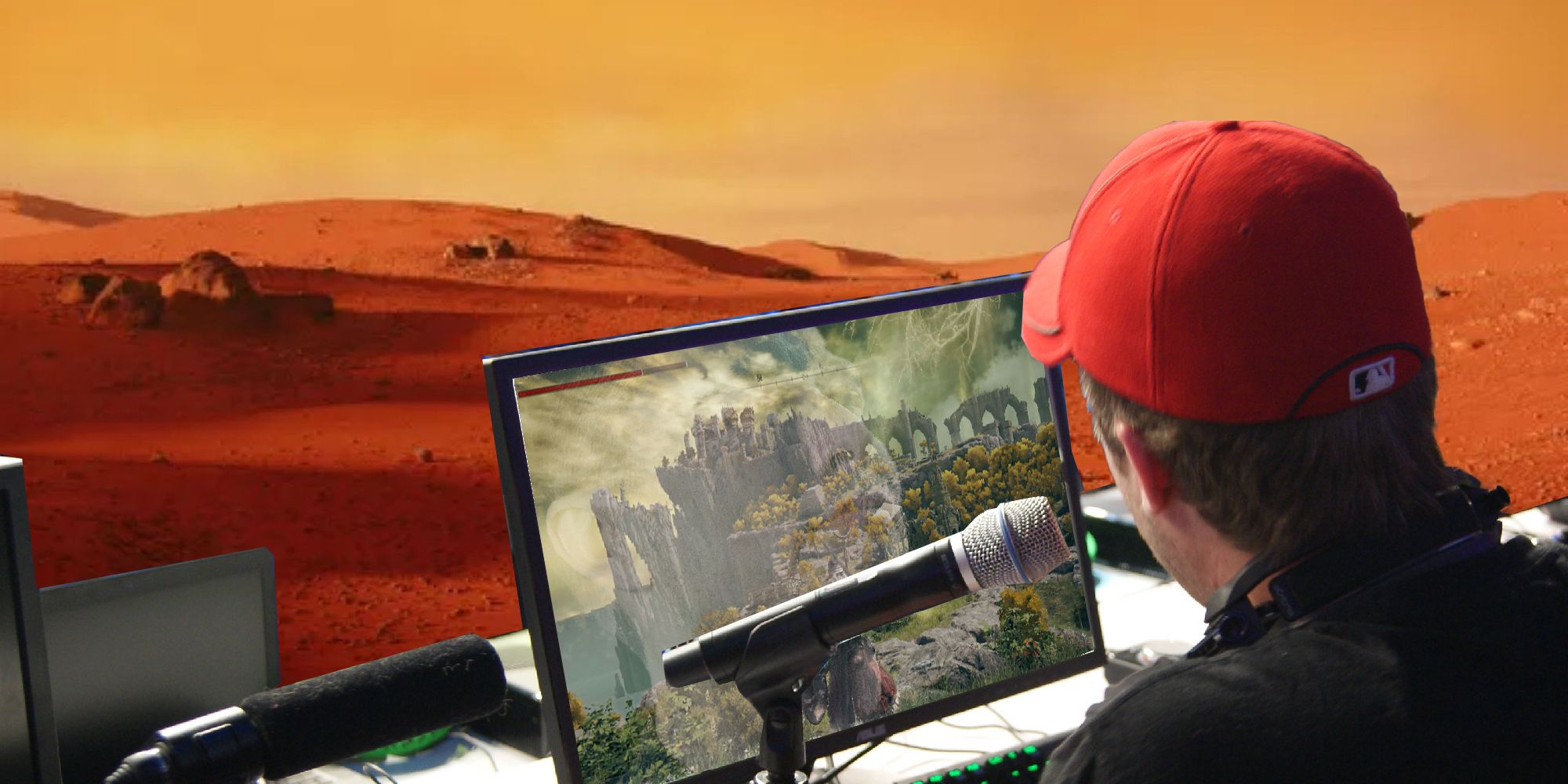 Musk playing Elden Ring on Mars