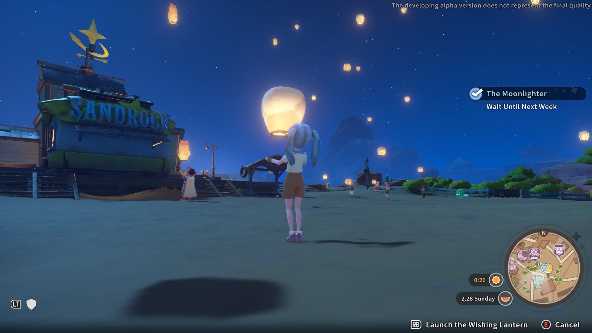 My Time At Sandrock - everyone releasing lanterns for the festival
