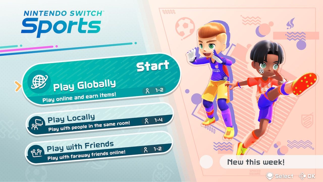Nintendo Switch Sports Main Game Mode Selection Menu