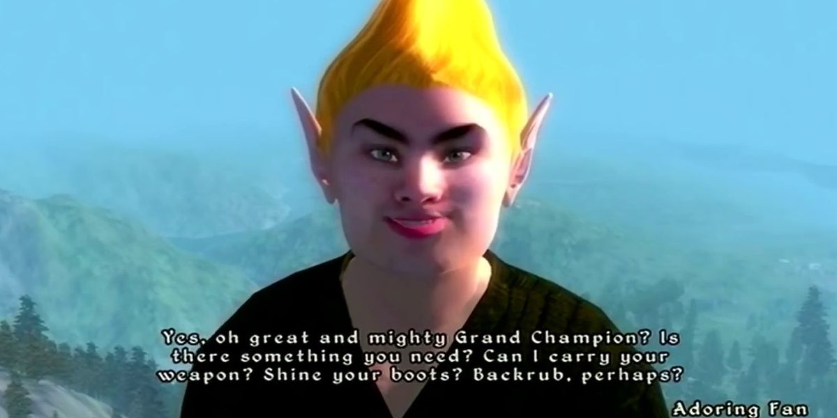 The Elder Scrolls 4: Oblivion The Adoring Fan speaking to the Champion