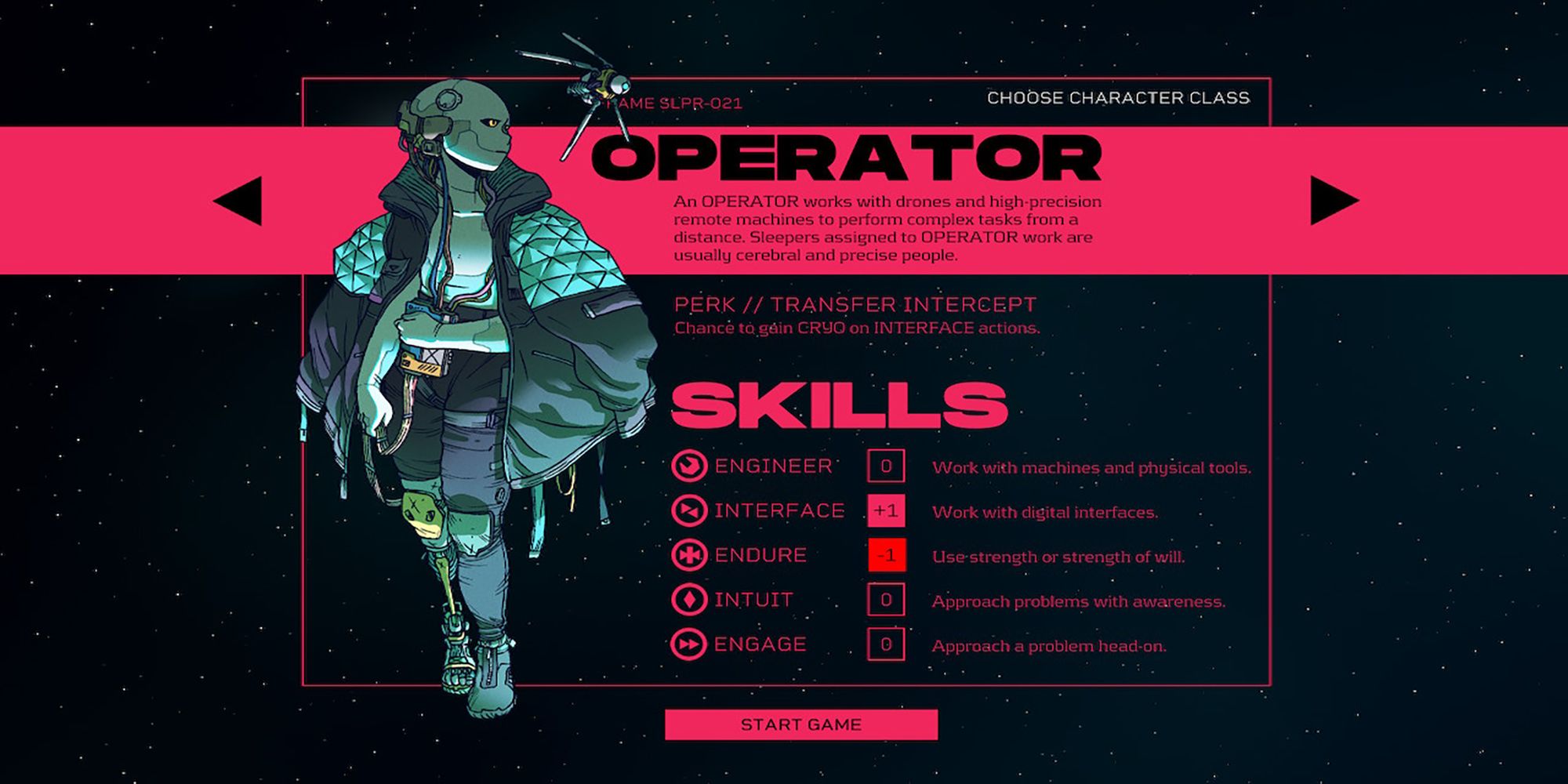 A breakdown of the Operator Class's skills and perks in Citizen Sleeper.