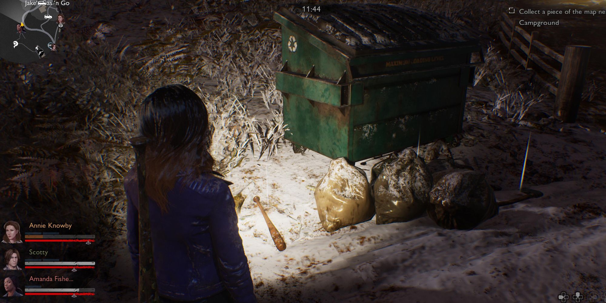 Evil Dead The Game. Weapons laying near garbage bin.