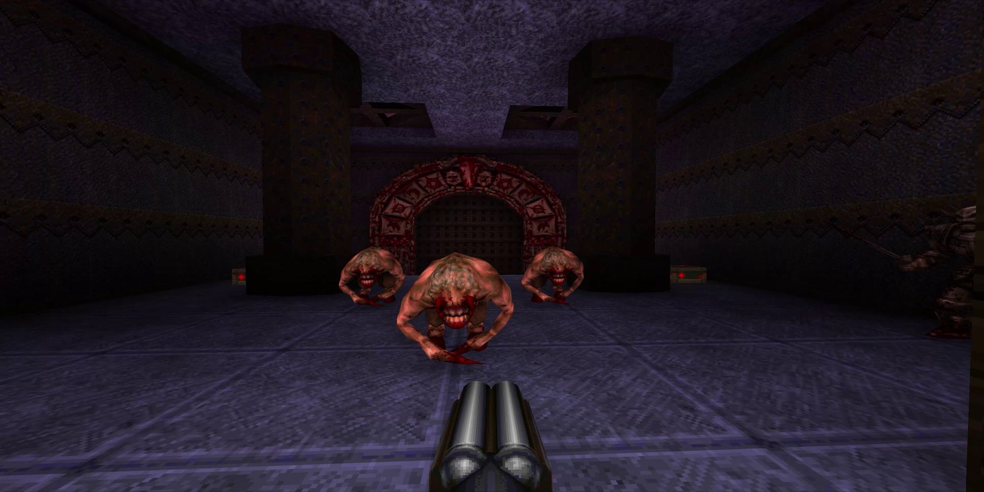 Player Fighting Monsters In Quake 64
