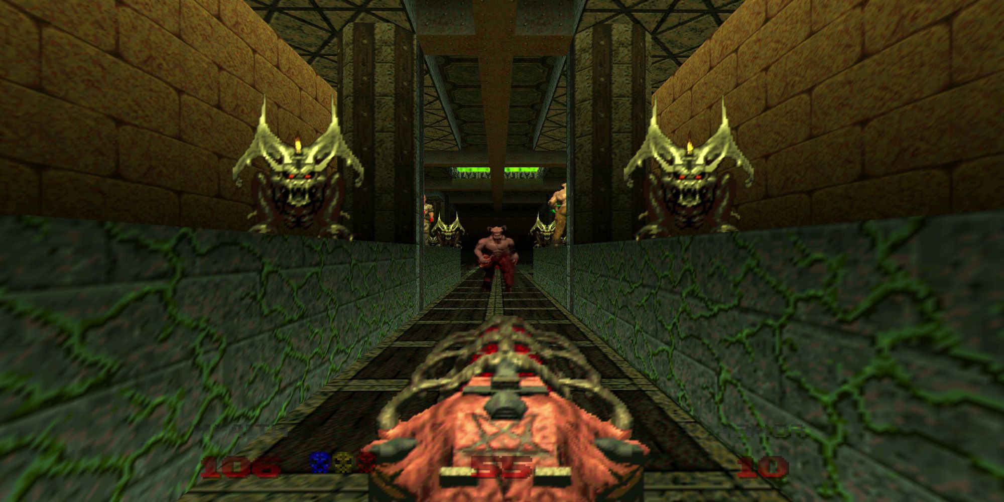 Player Fighting Demons In Doom 64