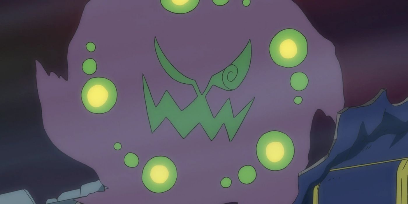 A close-up of Spiritomb in the Pokemon anime