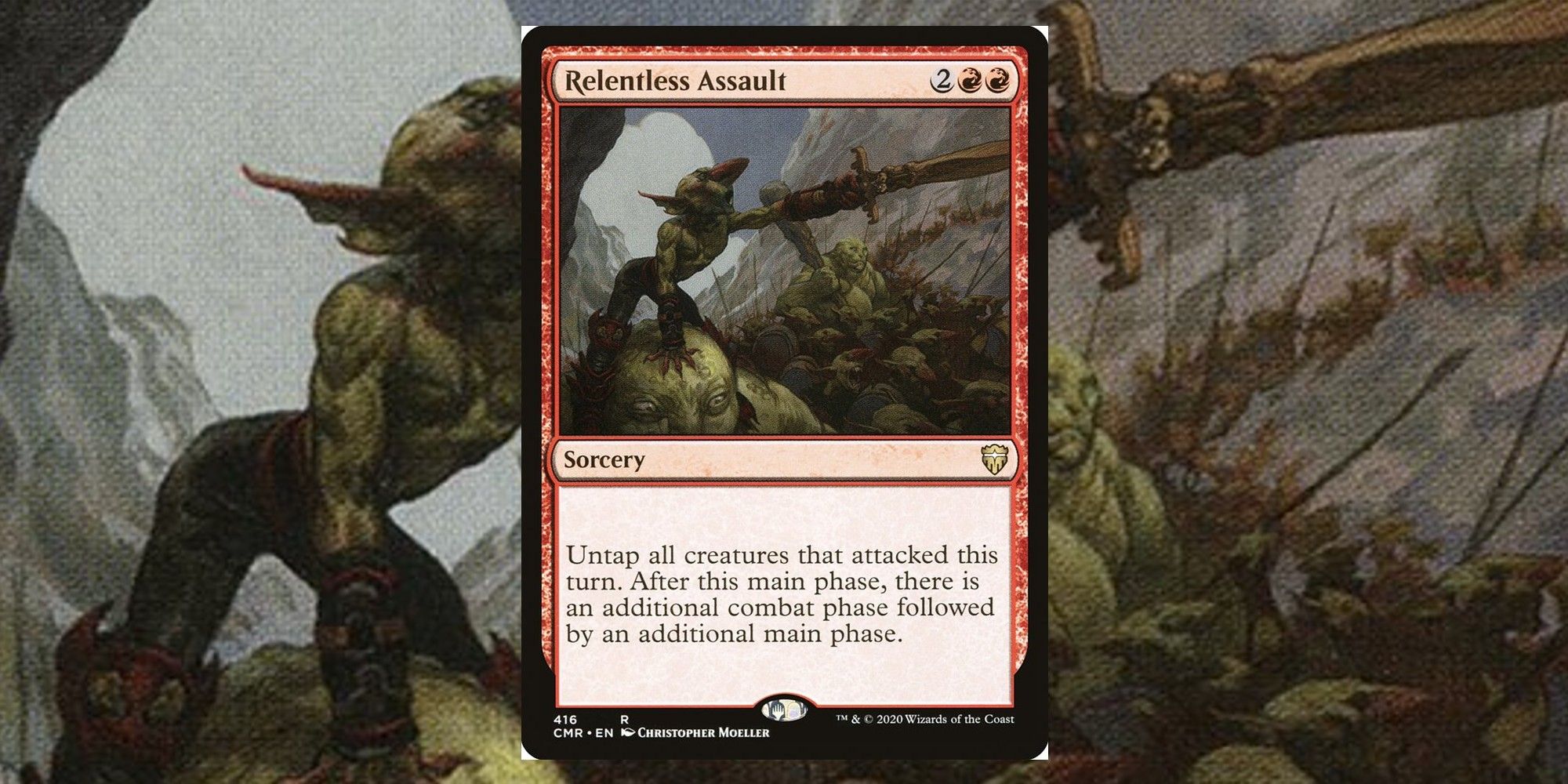 Image of the Relentless Assault card in Magic: The Gathering, with art by Christopher Moeller