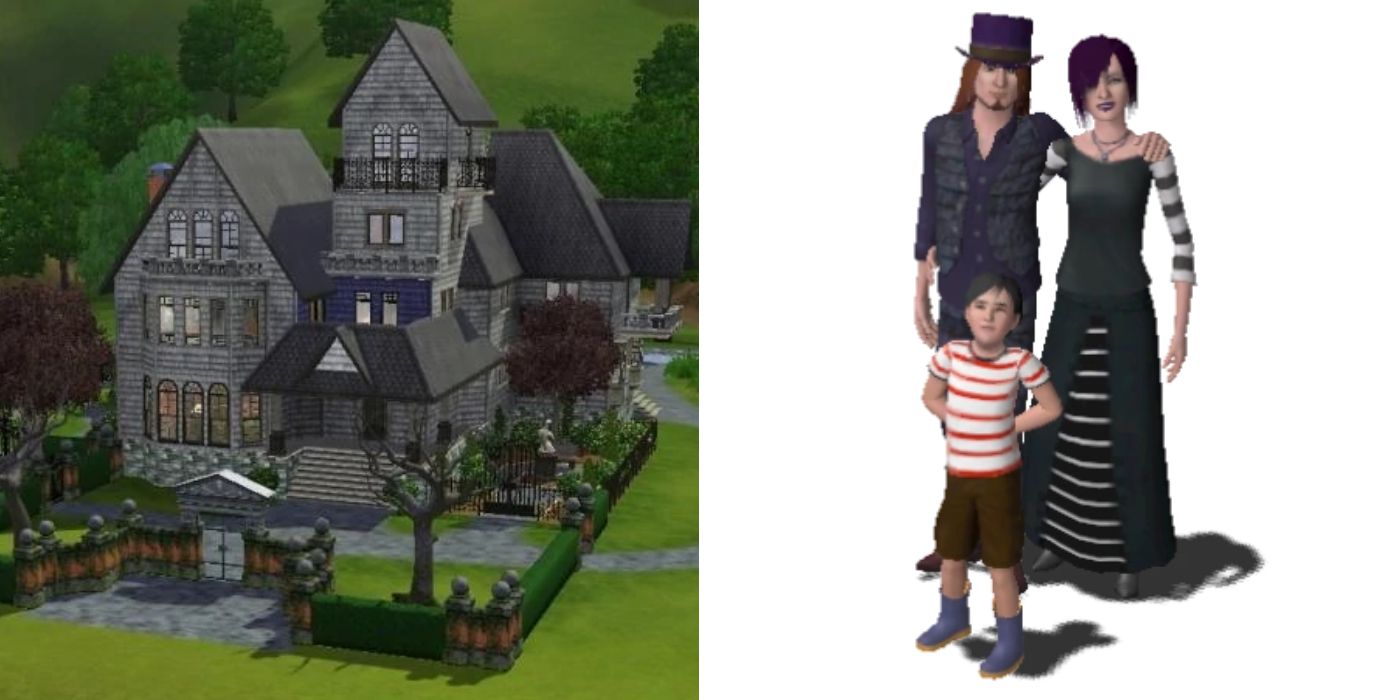 SIms 3 goth mansion and family