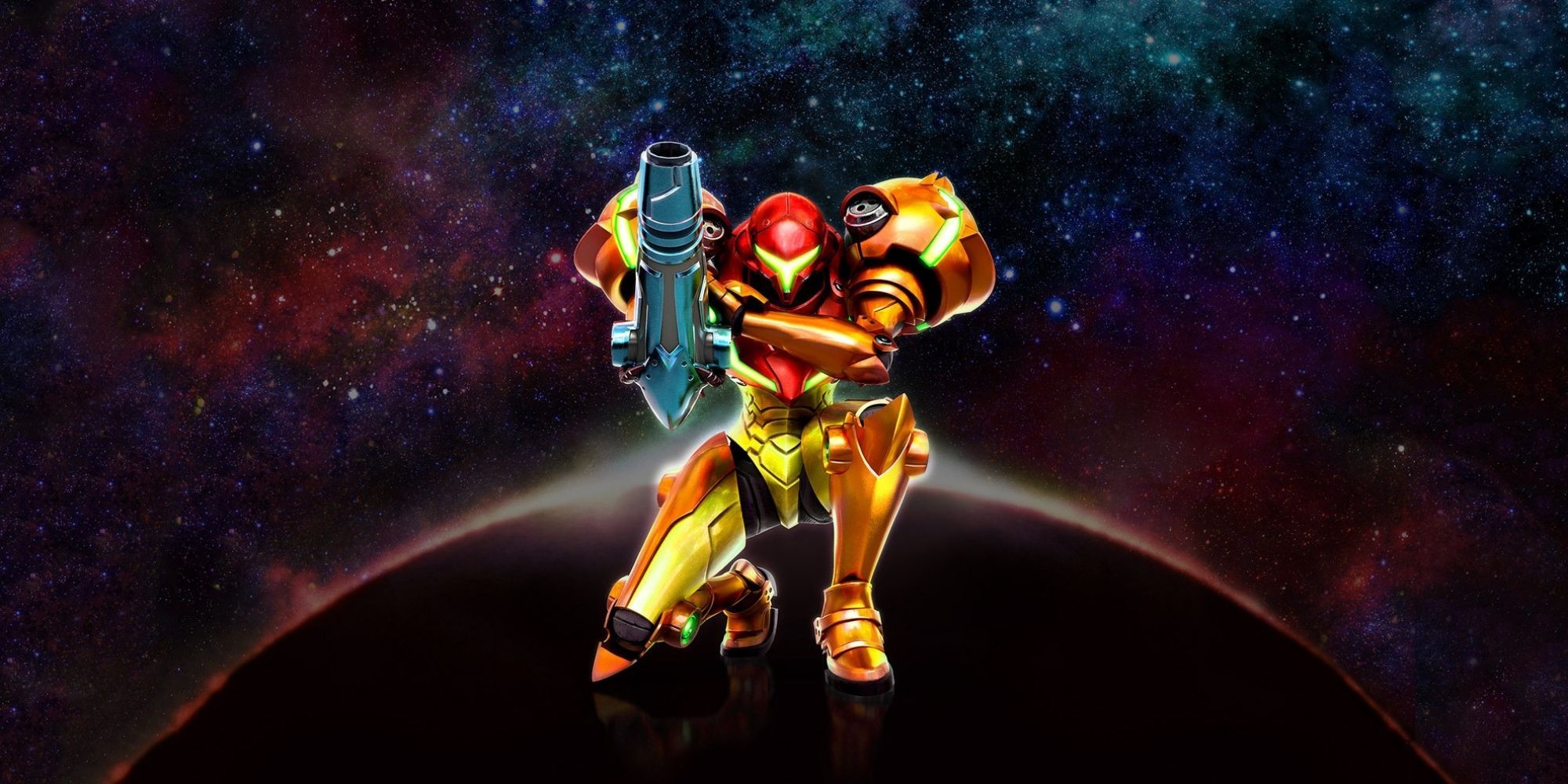 Samus prepares for battle over a dark planet