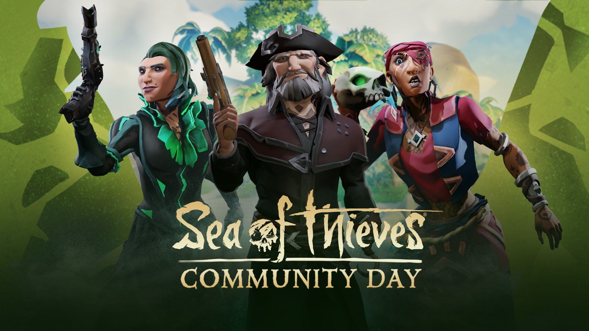 Community Day image with three pirates from Sea Of Thieves