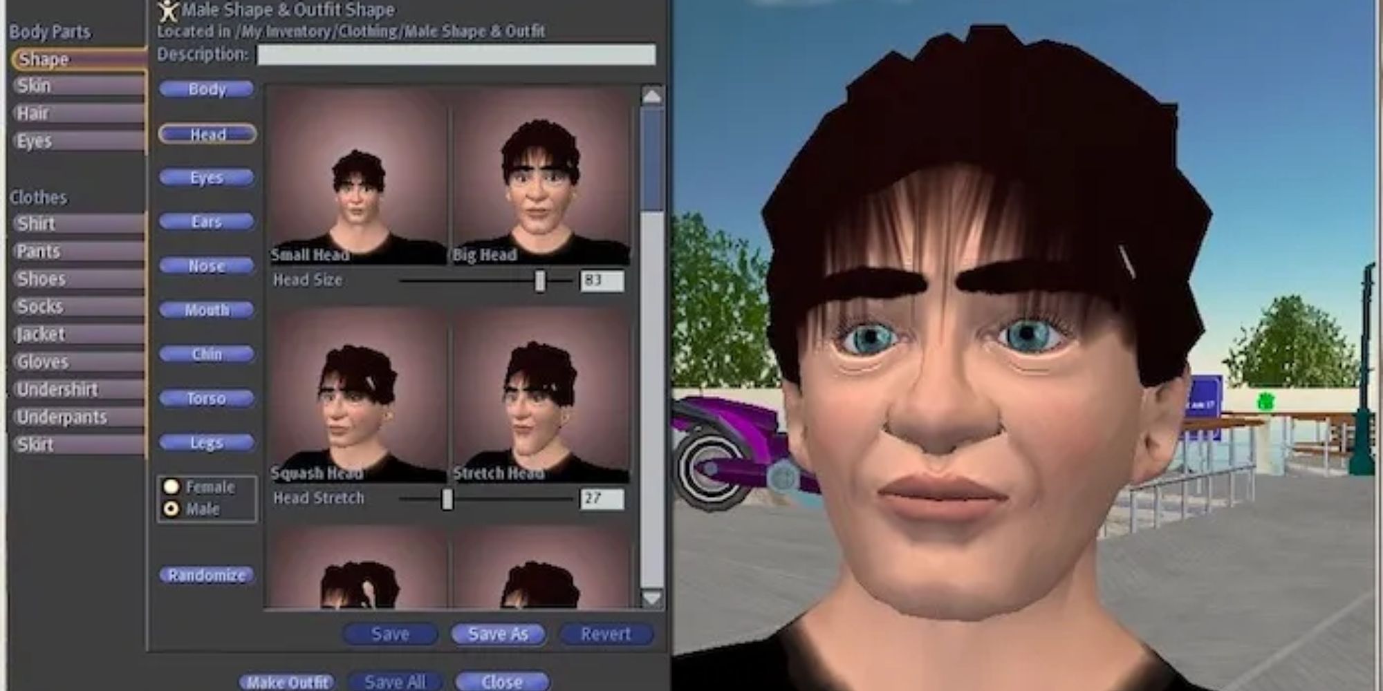 Second Life character creator