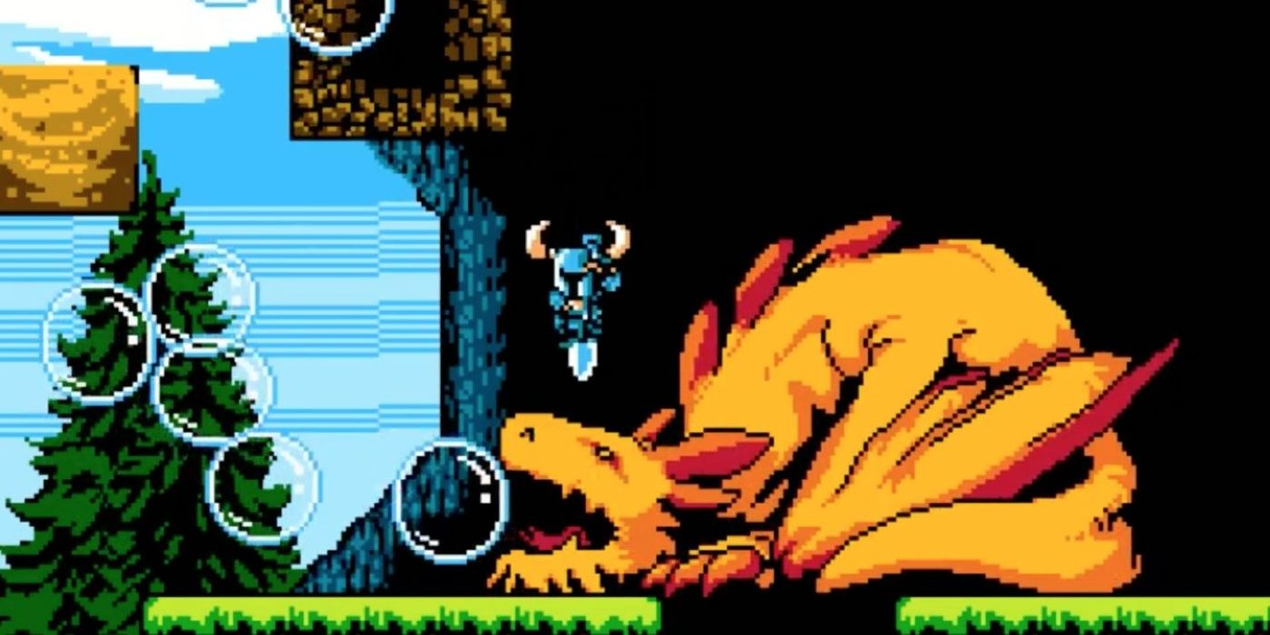 Shovel Knight Shovel Drop on a dragon