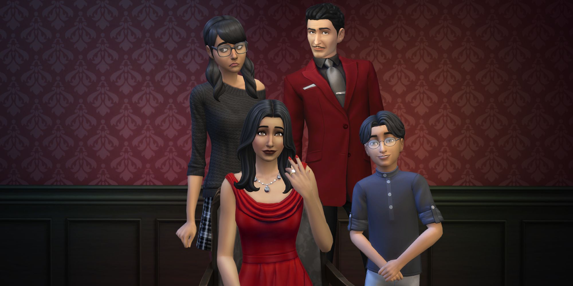 Sims 4 updated goth family photo