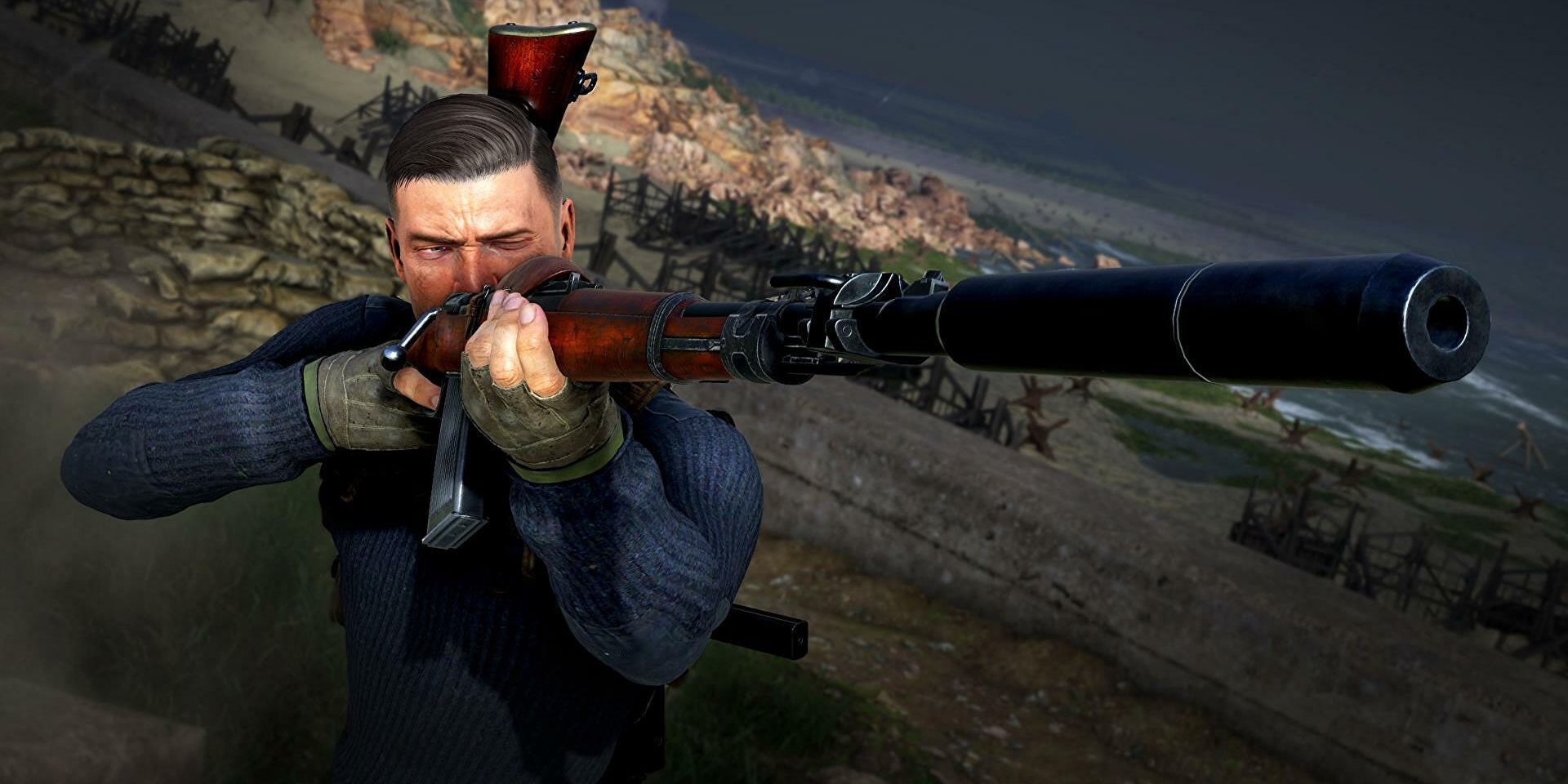 Sniper Elite 5 Ammo showing a scene near Normandy beach