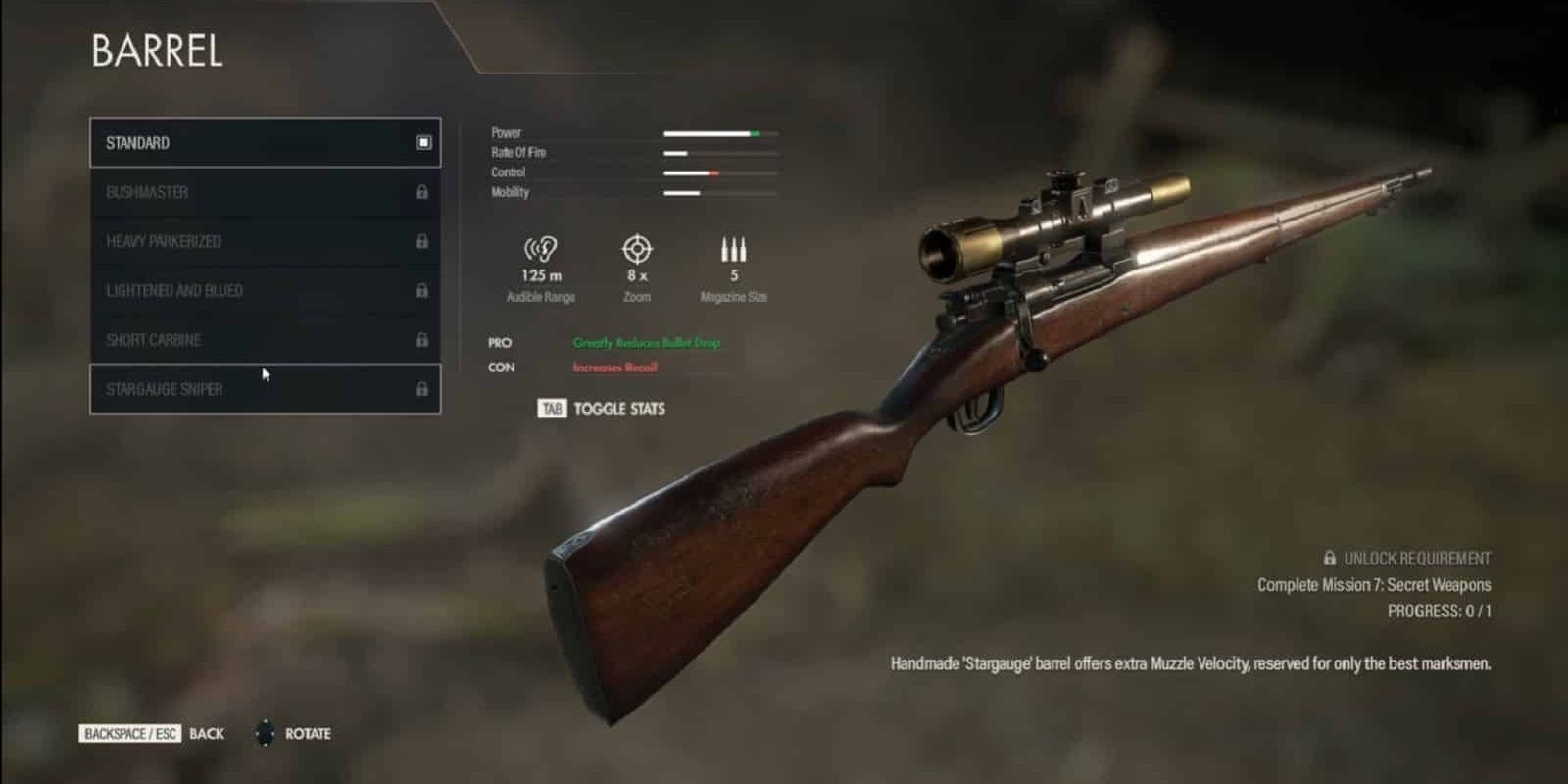 Sniper Elite 5 Weapon Customization showing various customization options