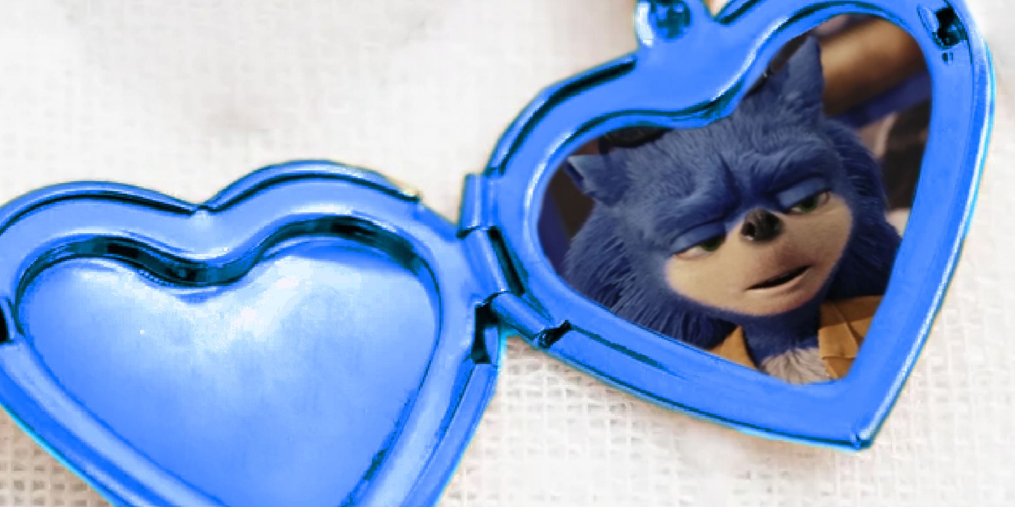 Ugly Sonic in a heart shaped locket