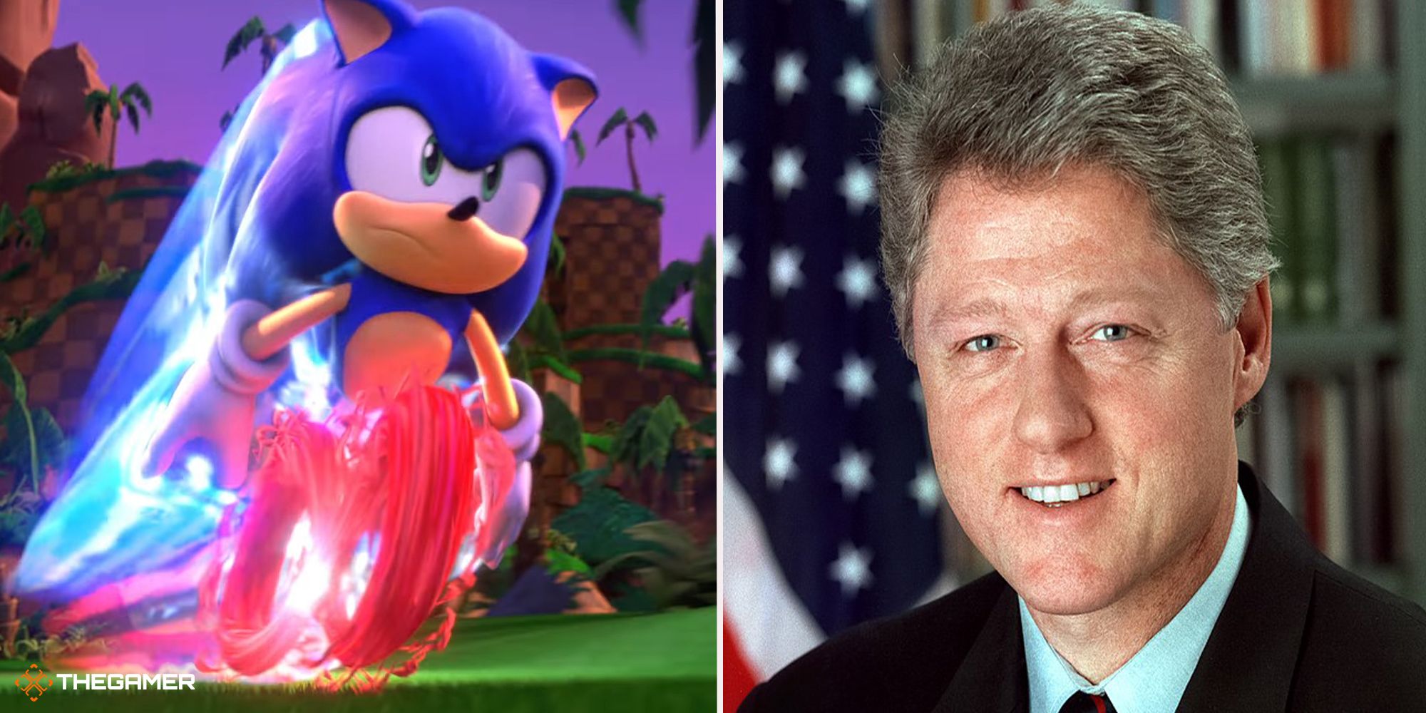 Sonic the Hedgehog (left) - Bill Clinton (right)
