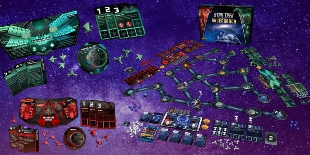 Image showing what's in the box of the Star Trek Ascendancy tabletop game
