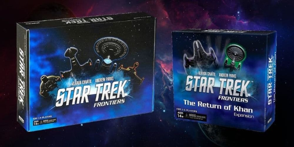 Image showing the Star Trek Frontiers tabletop game box and The Return of Khan expansion