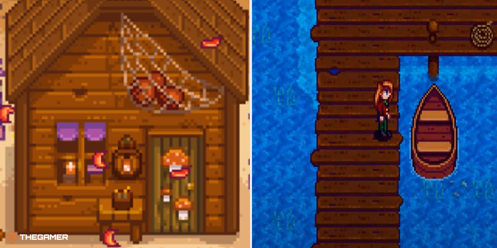 Stardew Valley - Elliott on the docks (right), Elliot&rsquo;s home (left)