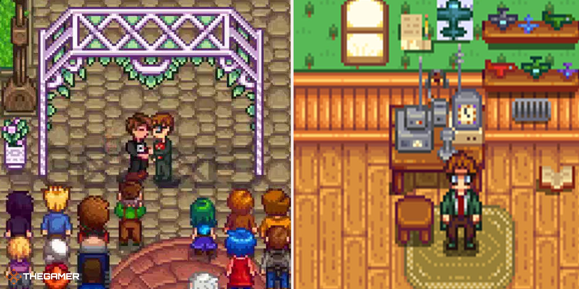 Stardew Valley - Harvey wedding (left), spouse room (right)