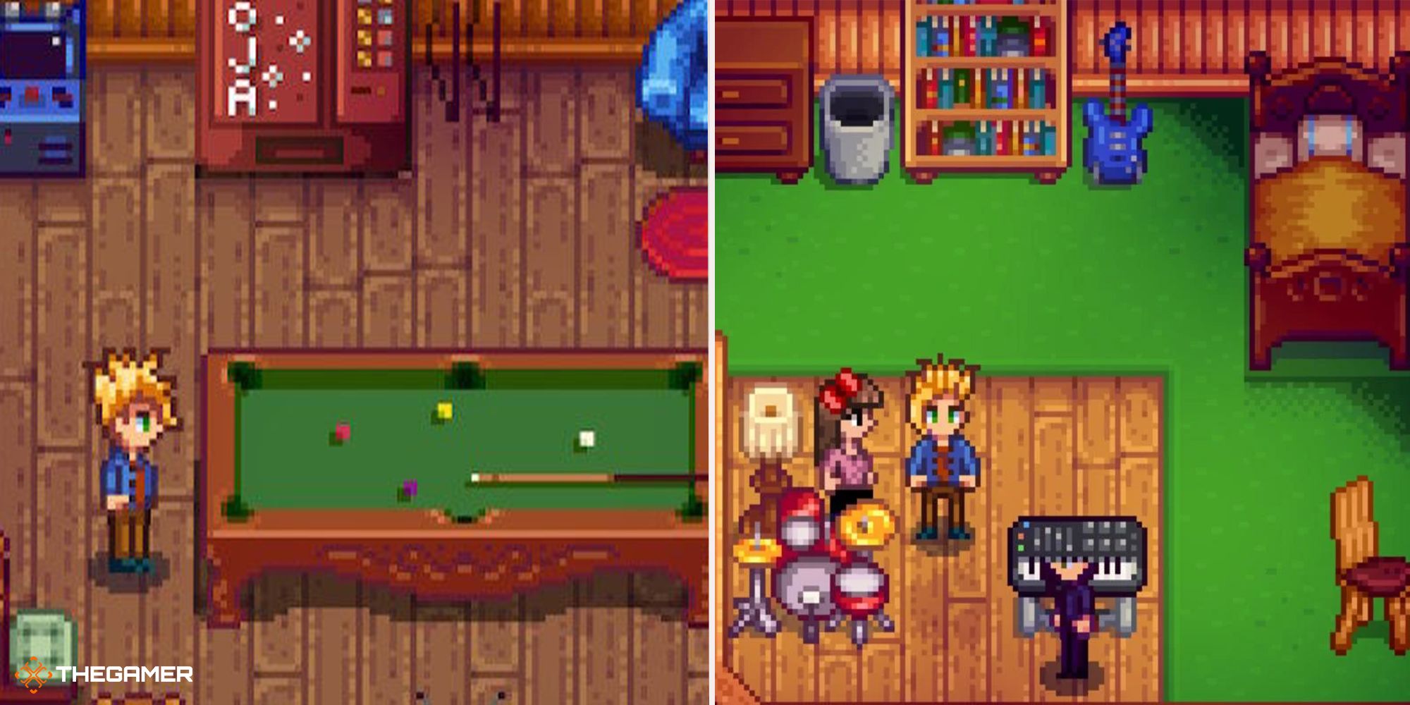 Stardew Valley - Sam in the Saloon (left) and at home (right) 2