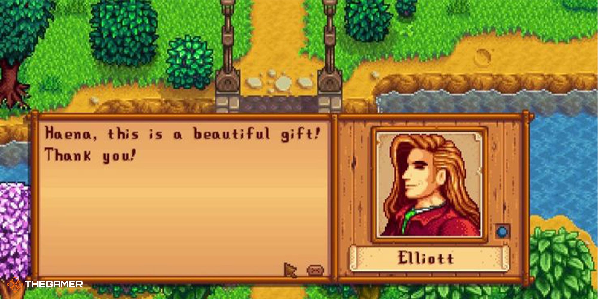 Stardew Valley - giving Elliott a gift
