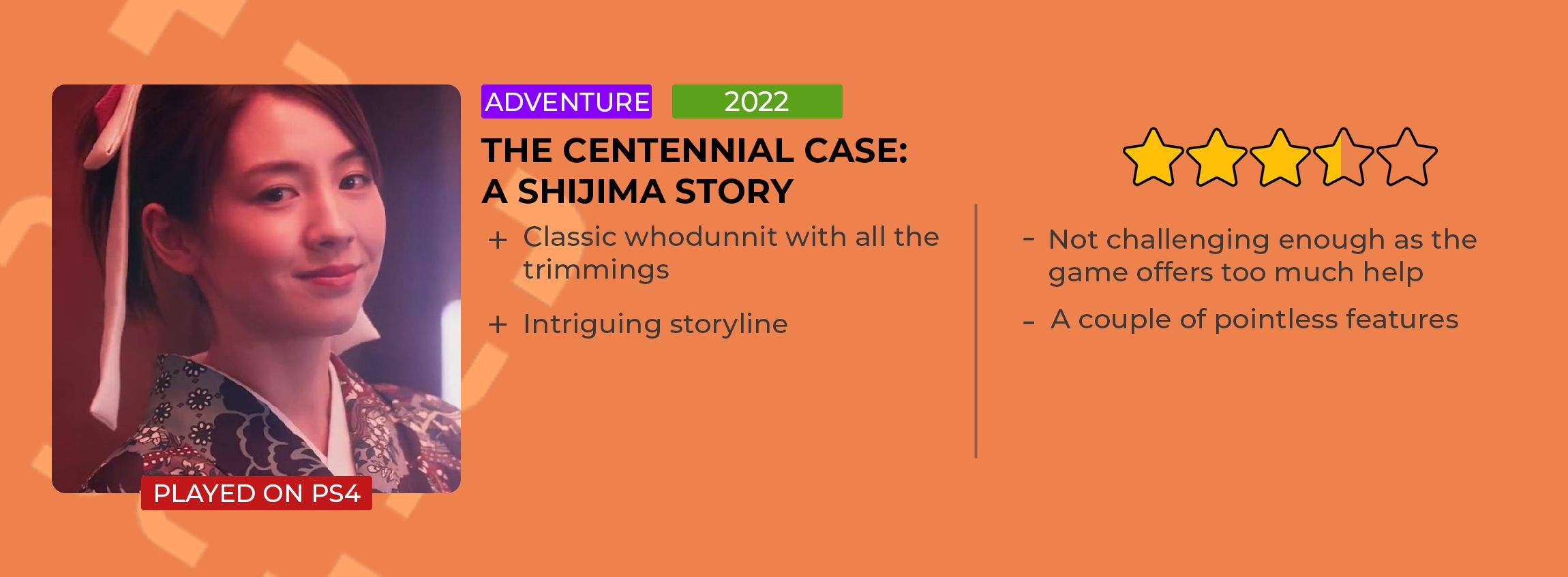 The Centennial Case - A Shijima Story Review Card
