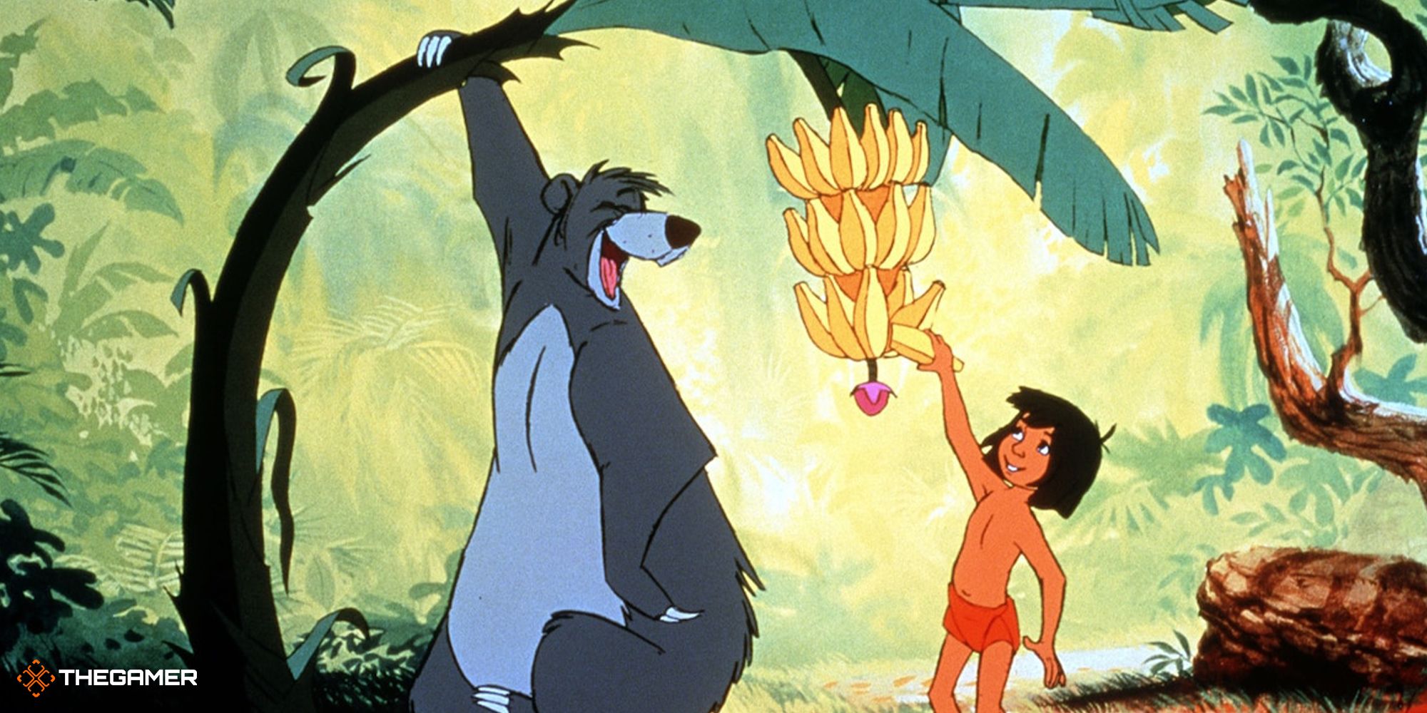 The Jungle Book Bare Necessities scene with bananas Disney