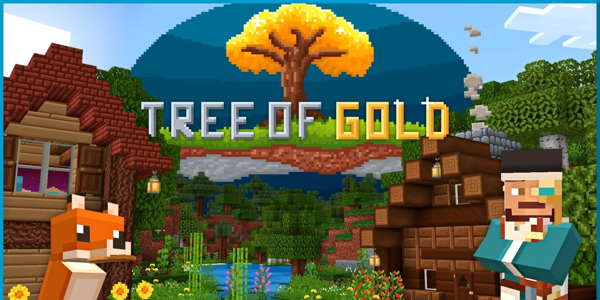 minecraft realms mobs houses and environment with Tree of Gold textures