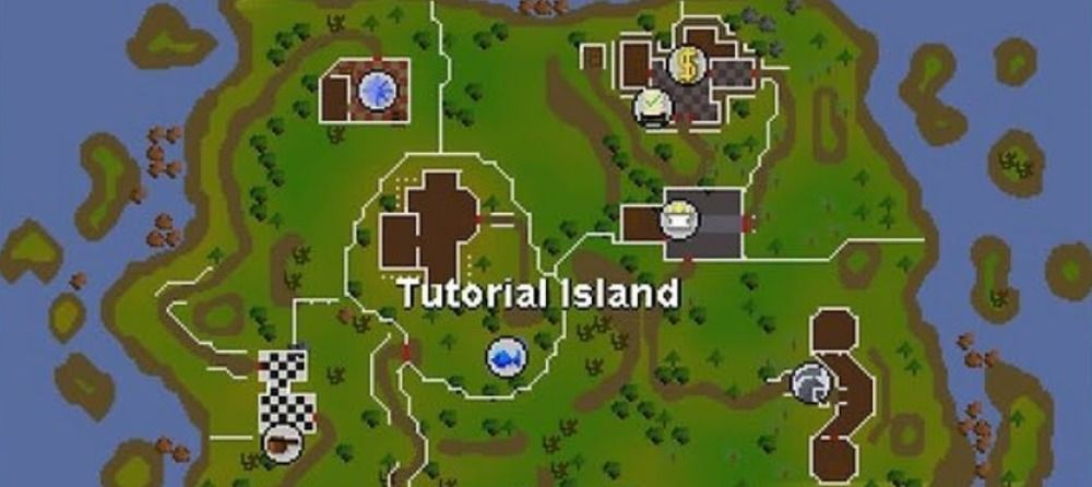 In-game map of Tutorial Island from Old School RuneScape