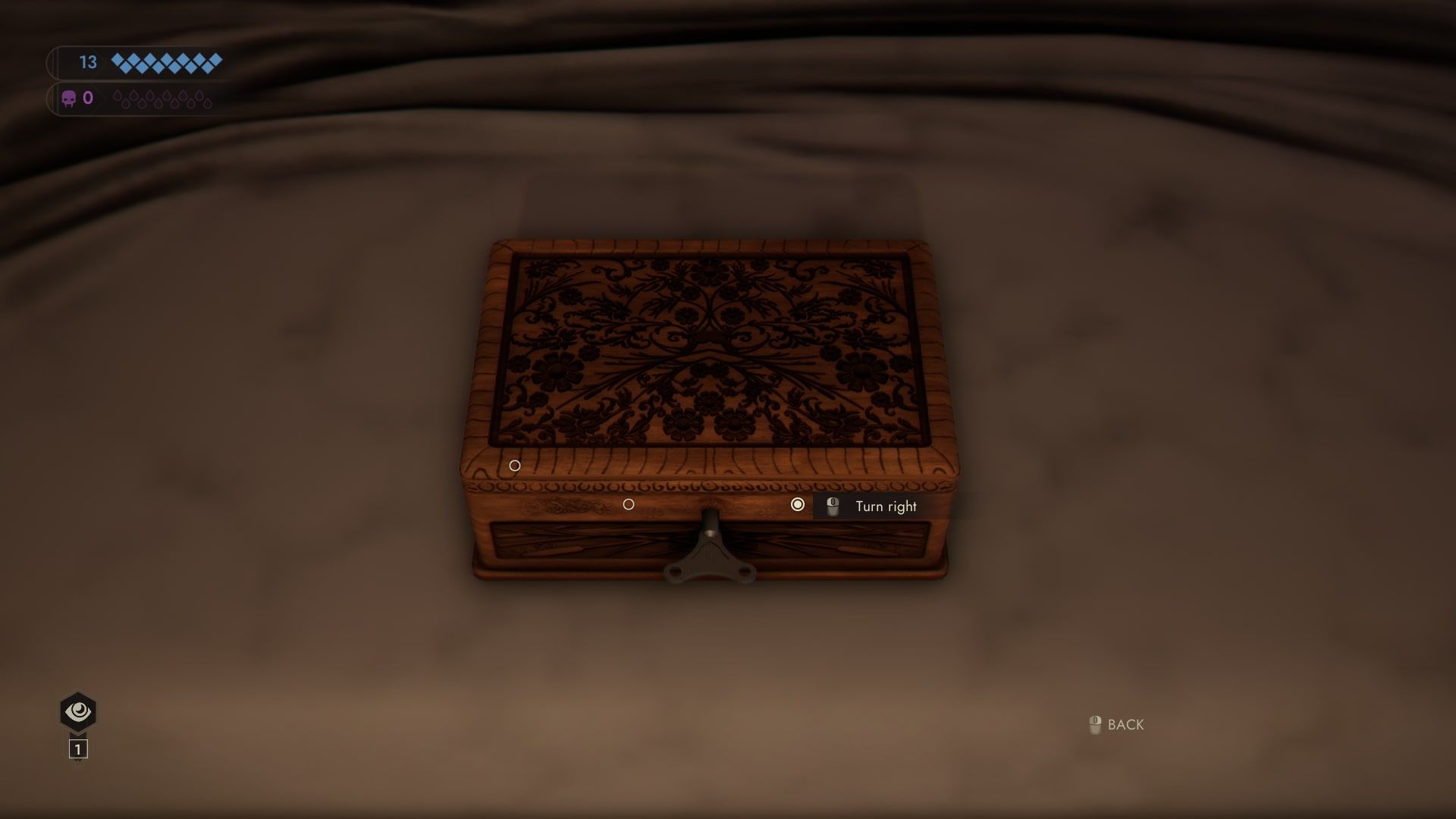 Vampire The Masquerade Swansong combination lockbox on Drory's bed